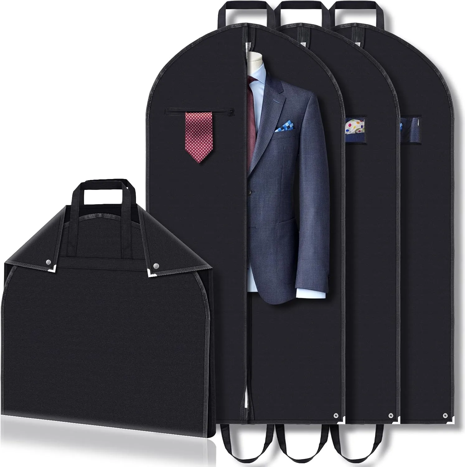 118 cm High-Quality Garment Bag, Pack of 3, Breathable Garment Bag, Suit, Breathable & Moth Protection Garment Bags with Handles - Ideal for Travel