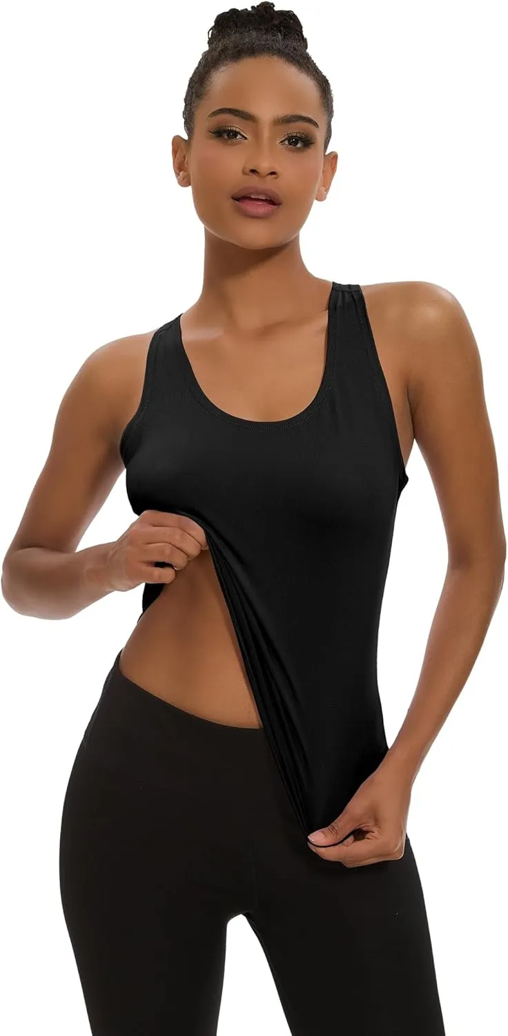 1/6 Pack Women's Workout Racerback Tank Tops Spandex Yoga Athletic Running Gym Sports Crop Tops for Women