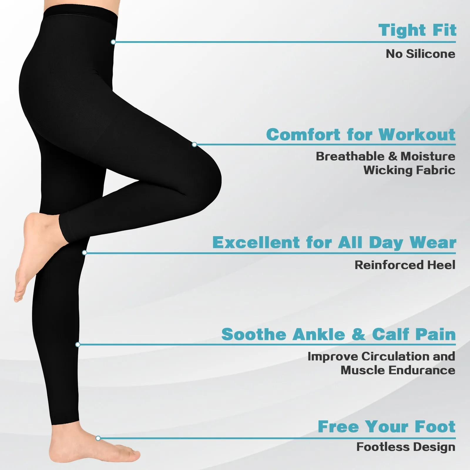 20-30 mmHg Compression Pantyhose for Women, Footless Medical Compression Stockings, Waist High Opaque Compression Tights for Edema, Varicose Veins, Swelling, Pregnant, Teacher, Doctor Black1 M