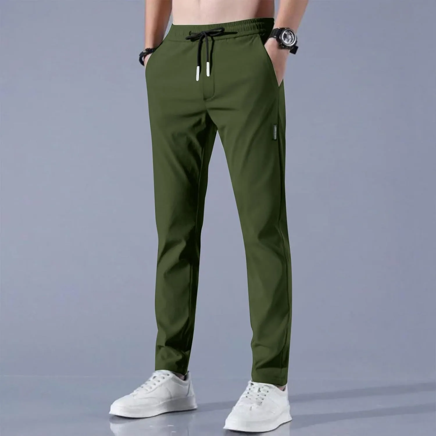2025 Men's Summer Breathable Elastic Waist Straight Casual Pants