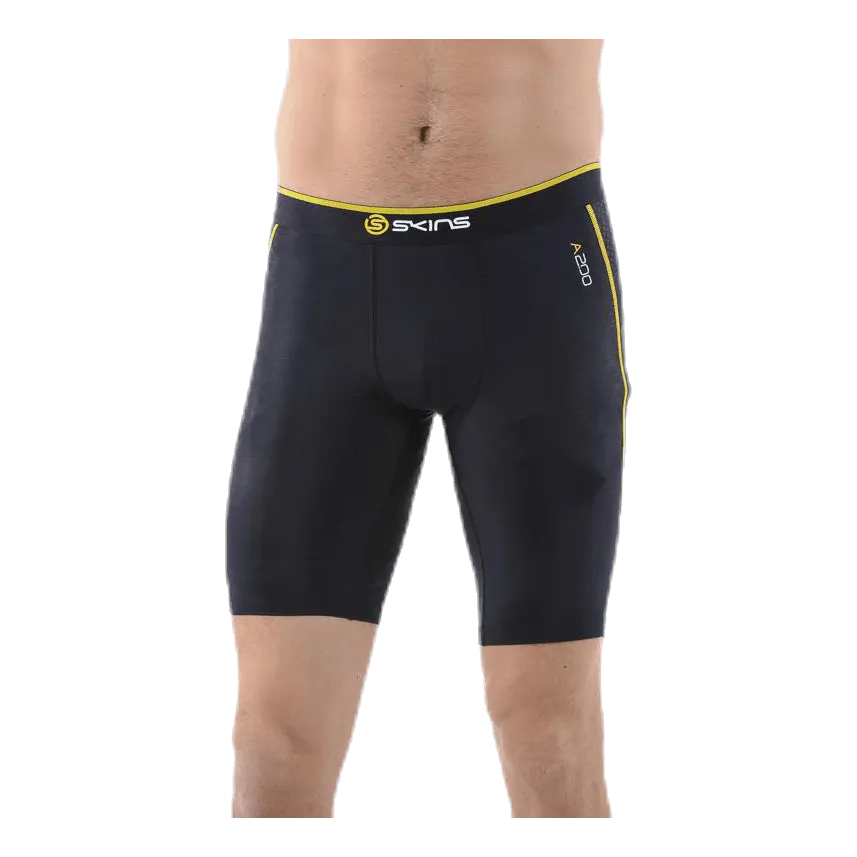 A200 Mens Compression Shorts Black/Yellow