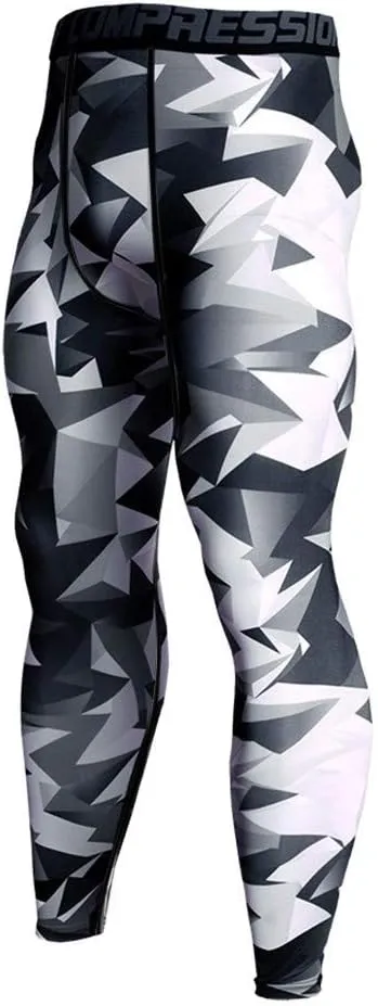 aihihe Mens Sport Leggings Men's Compression 3/4 Capri Shorts Sports Tights Gym Leggings Men Athletic Compression Pants Men