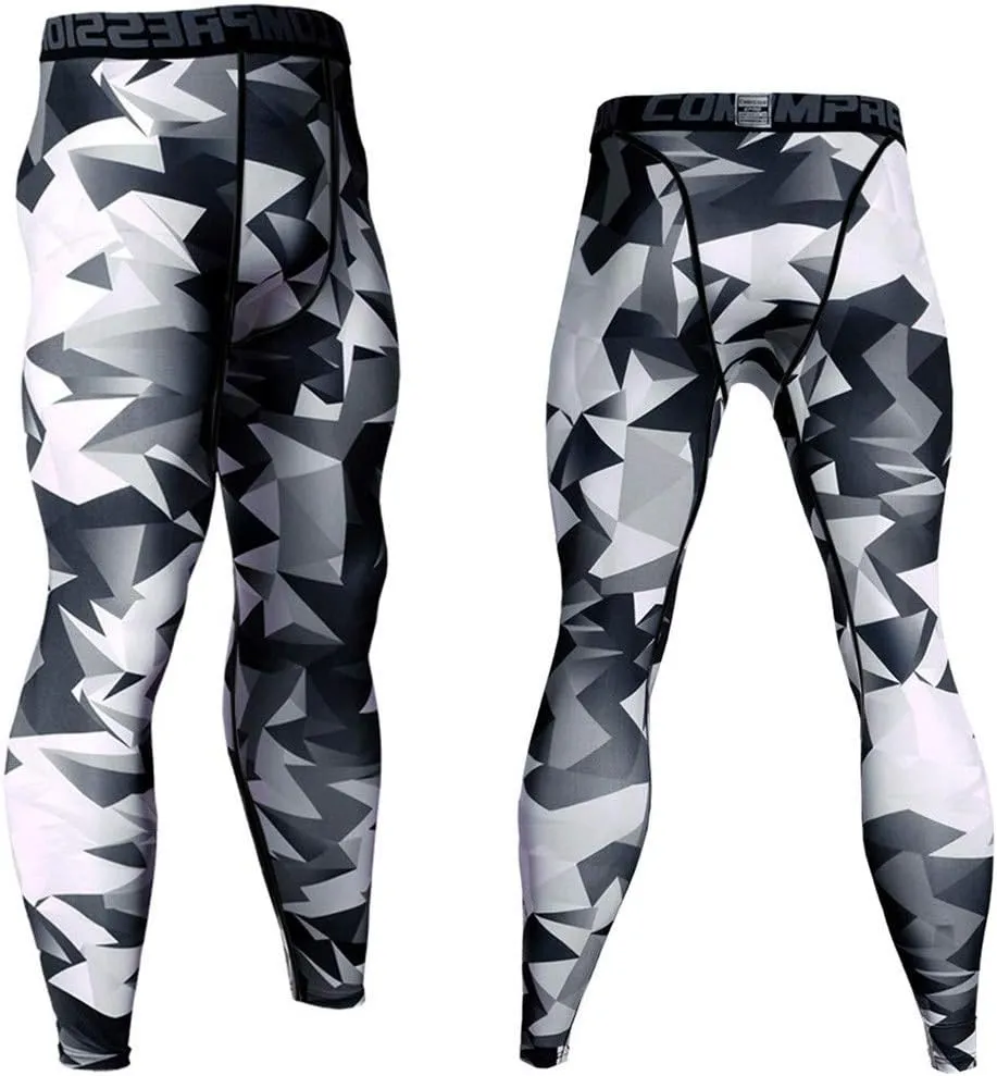 aihihe Mens Sport Leggings Men's Compression 3/4 Capri Shorts Sports Tights Gym Leggings Men Athletic Compression Pants Men