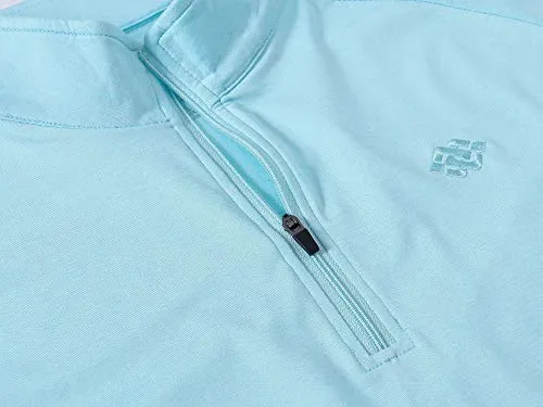 AjezMax Mens Long Sleeve Top Running Shirts Jackets Half Zipper Yoga Gym Workout Fitness Tee Shirts Men Light-Blue Size L