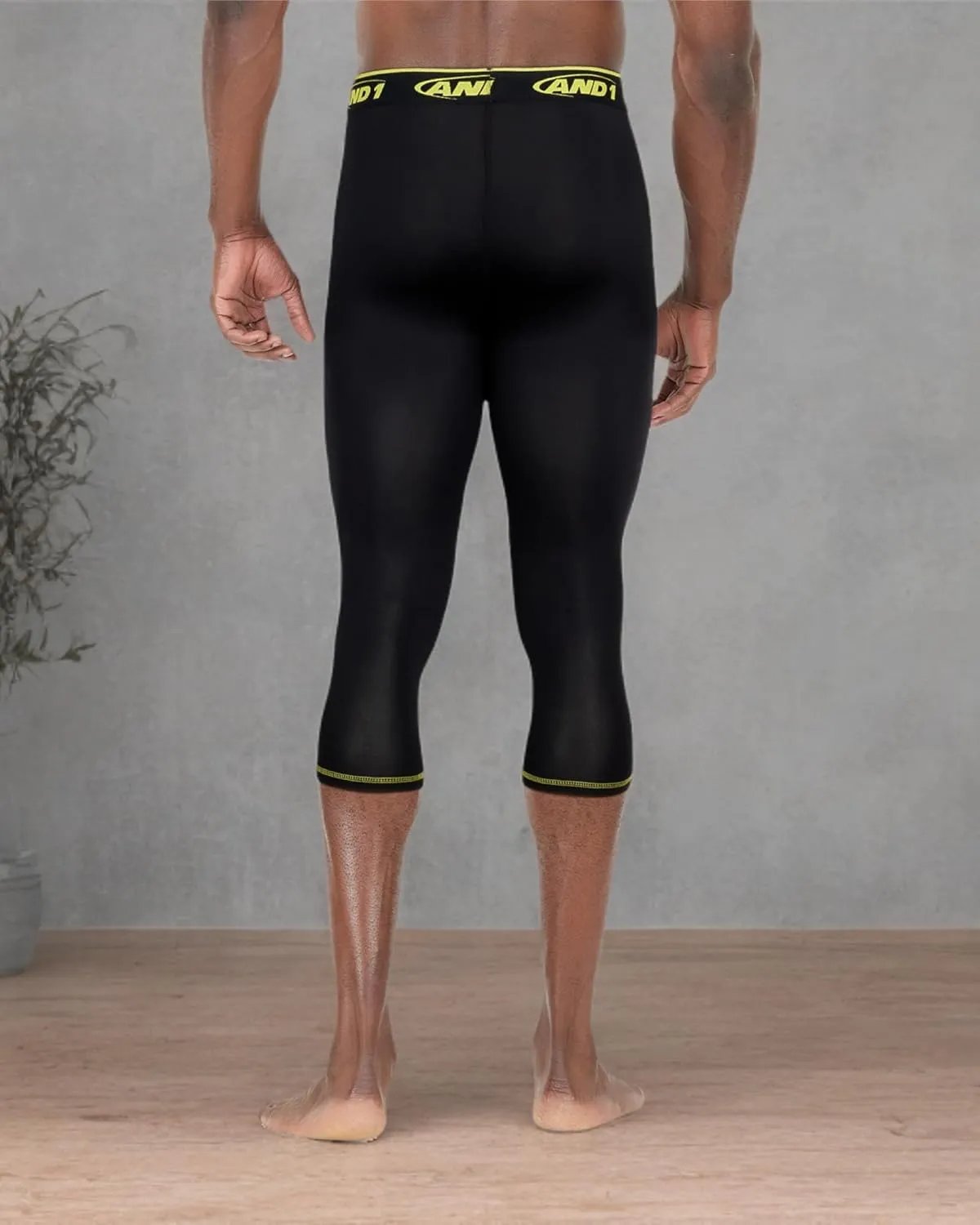 AND1 Men's Compression Pants - Athletic Performance Leggings Compression Tights - Full Length & Crop Base Layer Pants (S-XL)