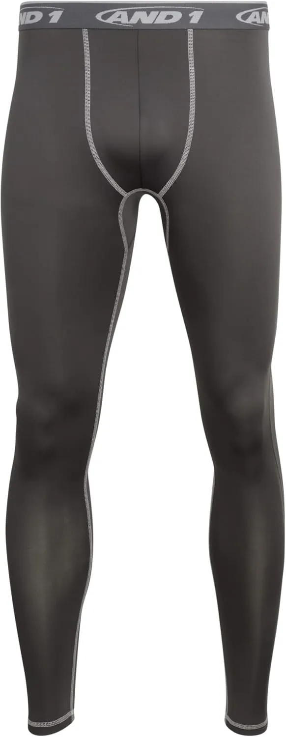 AND1 Men's Compression Pants - Athletic Performance Leggings Compression Tights - Full Length & Crop Base Layer Pants (S-XL)