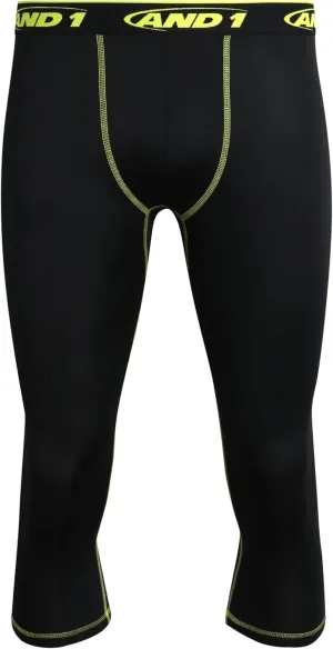 AND1 Men's Compression Pants - Athletic Performance Leggings Compression Tights - Full Length & Crop Base Layer Pants (S-XL)
