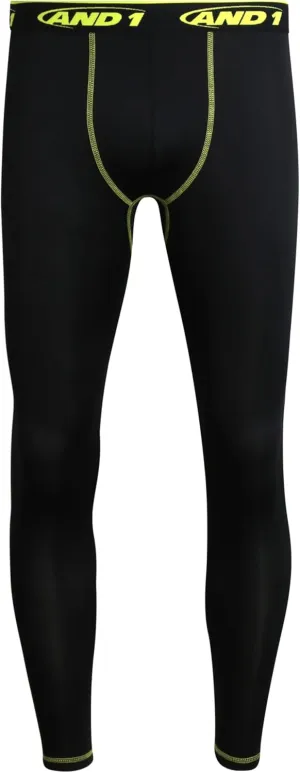 AND1 Men's Compression Pants - Athletic Performance Leggings Compression Tights - Full Length & Crop Base Layer Pants (S-XL)