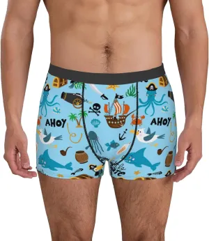 Animal Pirate Print Boxer Briefs For Men Breathable Underwear-