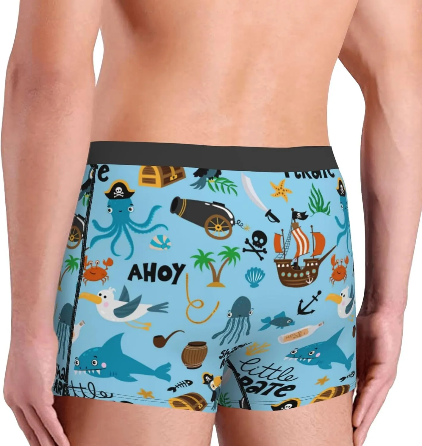 Animal Pirate Print Boxer Briefs For Men Breathable Underwear-