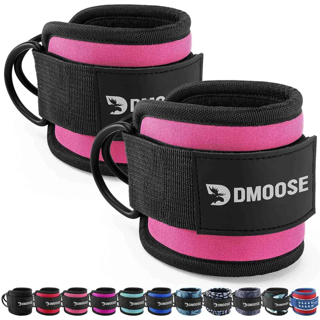 Ankle Straps with Adjustable Neoprene Support for Cable Machine Attachments