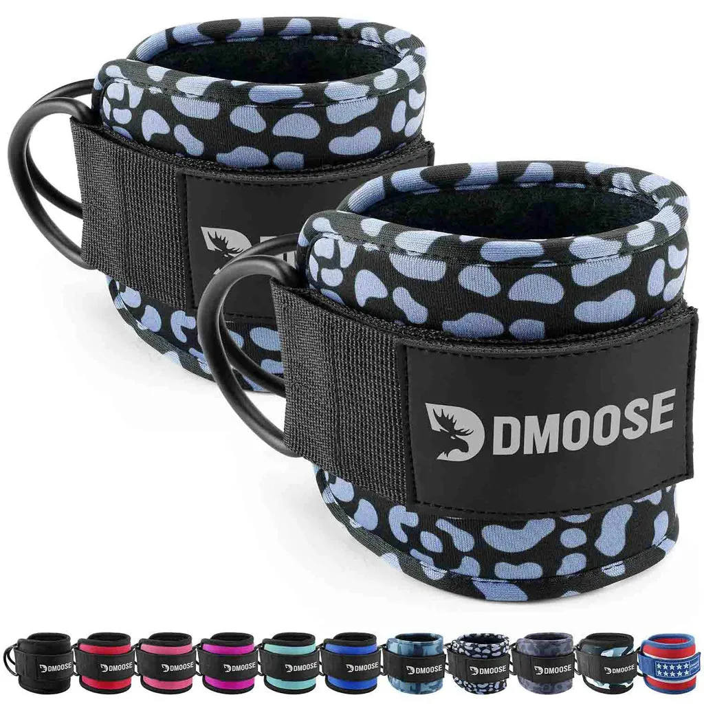 Ankle Straps with Adjustable Neoprene Support for Cable Machine Attachments