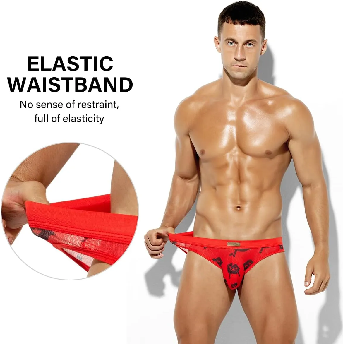 Arjen Kroos Men Sexy Underwear Breathable Comfortable Mesh Briefs