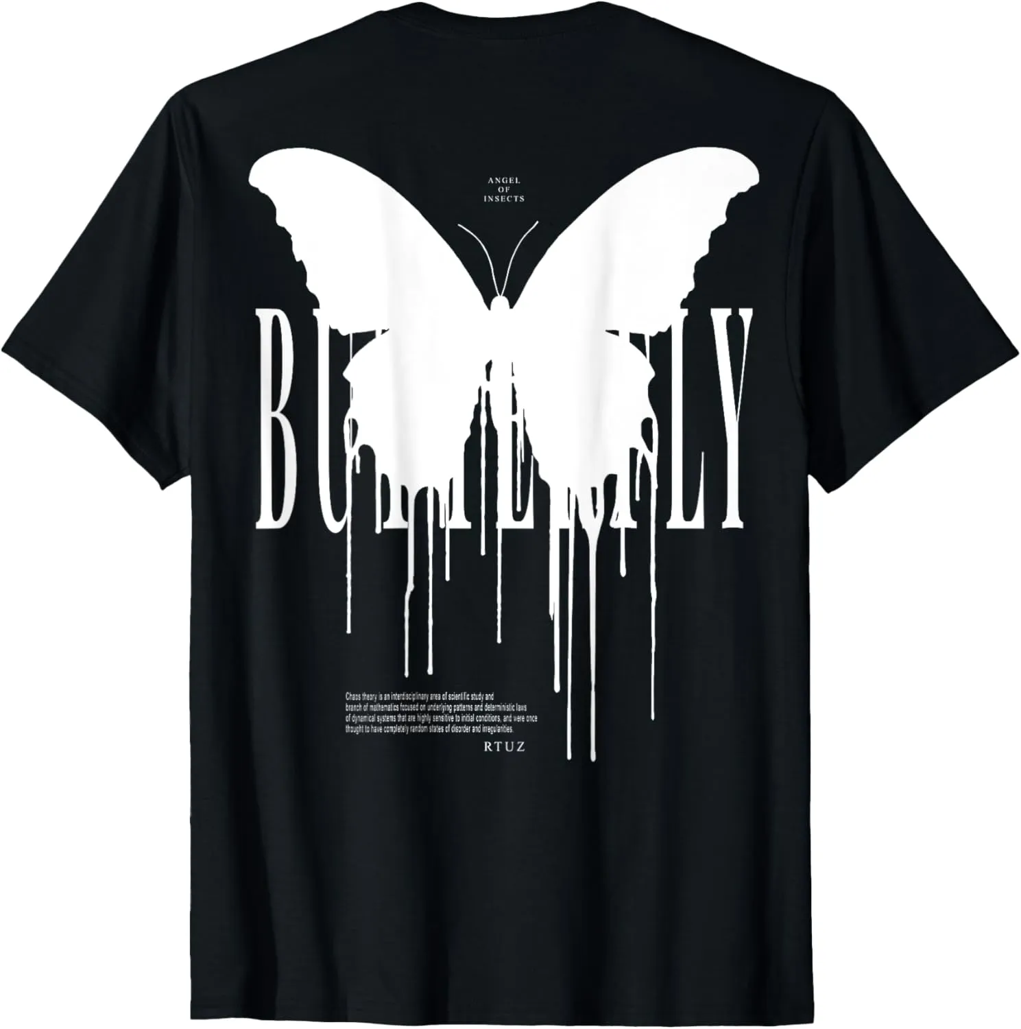 Back Print Streetwear Hip Hop Retro Vintage Moth Butterfly T-Shirt