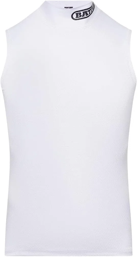 Battle Sports Mock Neck Sleeveless Compression Shirt, 4-Way Stretch Mesh, Moisture Wicking