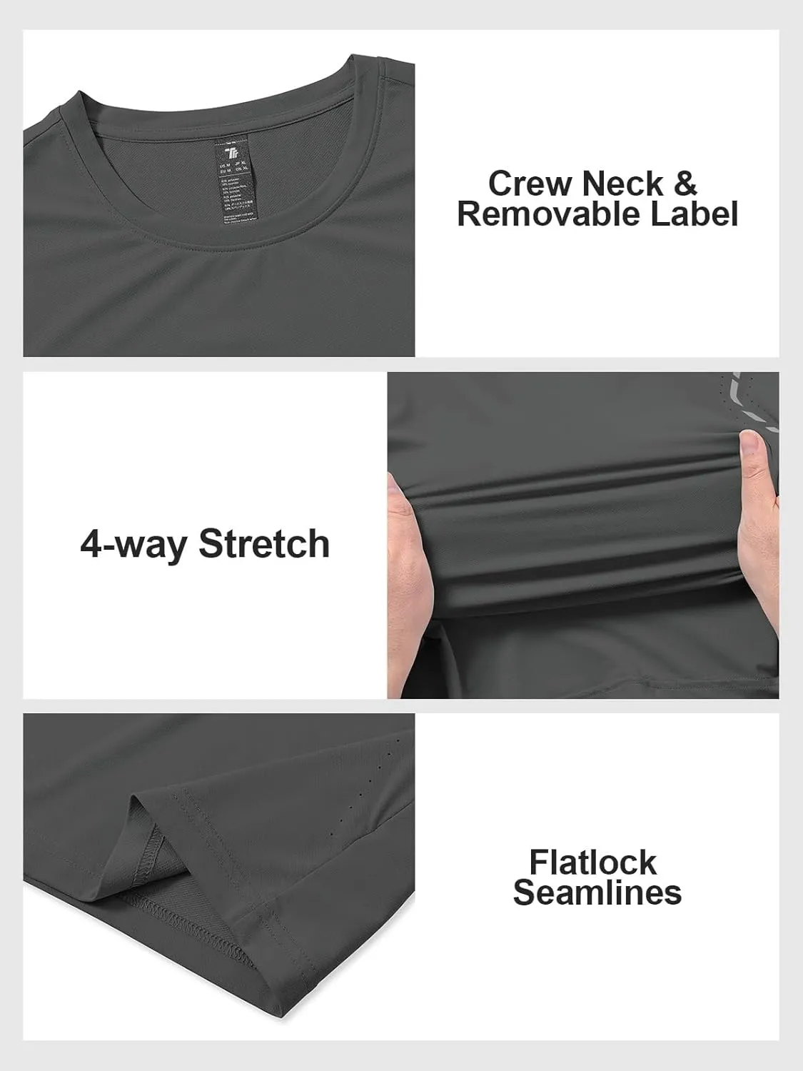 BGOWATU Men's Workout Shirts Quick Dry Short Sleeve Athletic T-Shirts with Reflective & Ventilation Holes for Running Gym