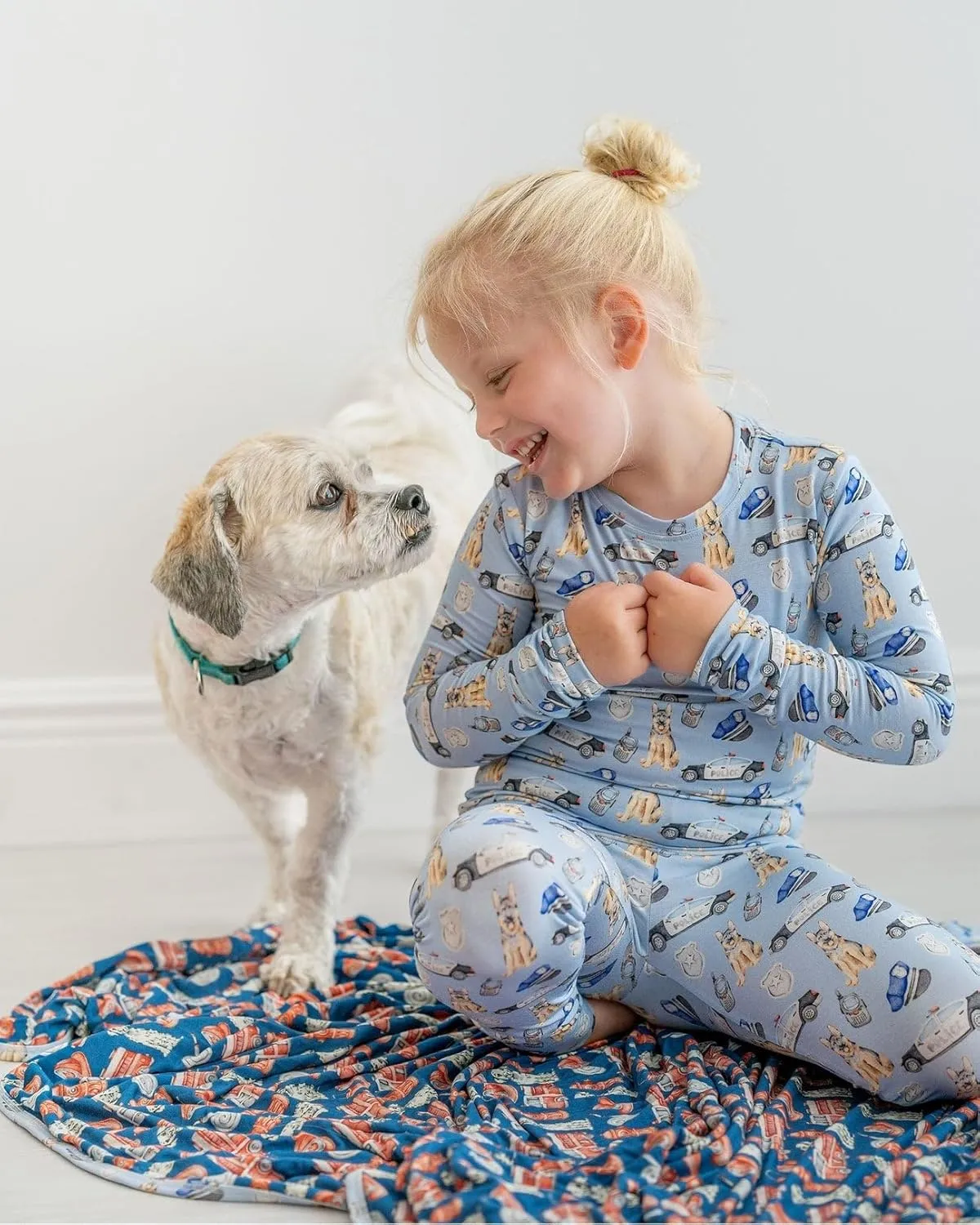 Blue Bamboo Pajama 2-Piece Lounge Set, Sustainable Pajamas, Long Sleeve, Washable, Cute Pajama Jumper