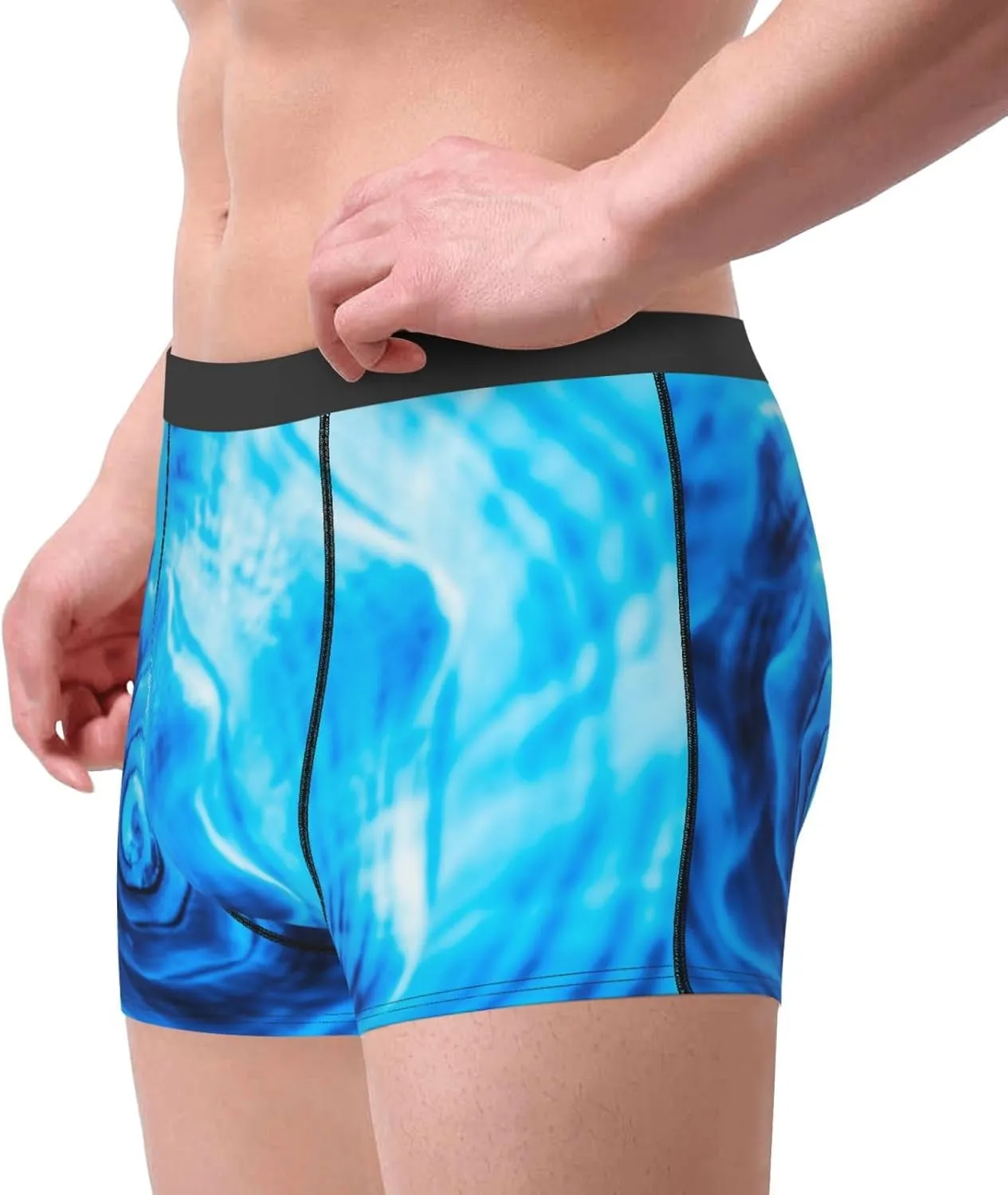 Blue Shell Print Boxer Briefs For Men Breathable Underwear-