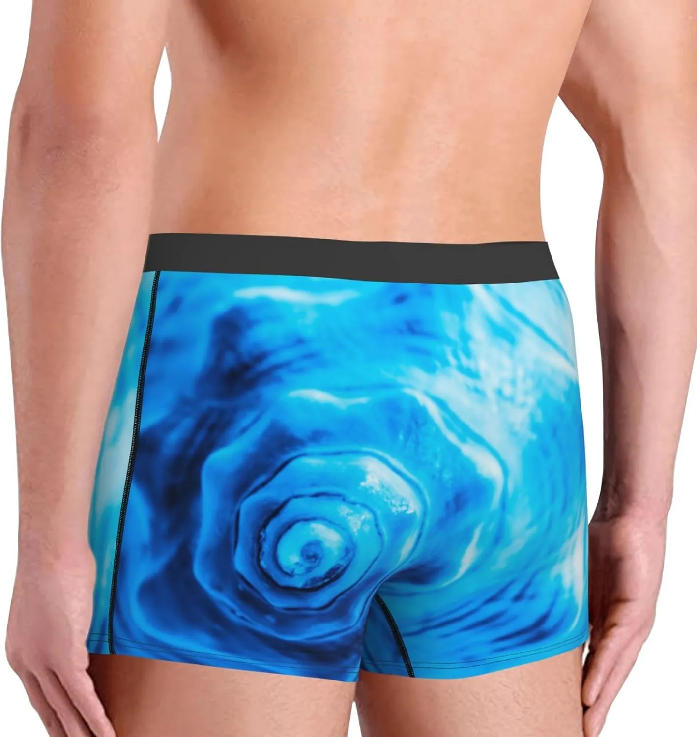 Blue Shell Print Boxer Briefs For Men Breathable Underwear-
