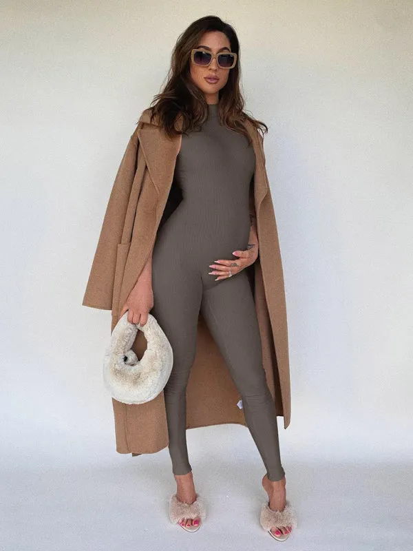 Blue Zone Planet |  Nina's Slim Fit Ribbed Sleeveless Turtleneck Yoga Jumpsuit
