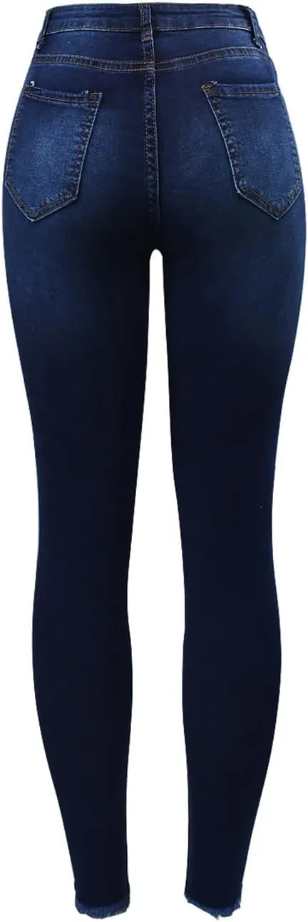 Bollrllr Women's Street Style Ripped Skinny Stretch Straight Jeans