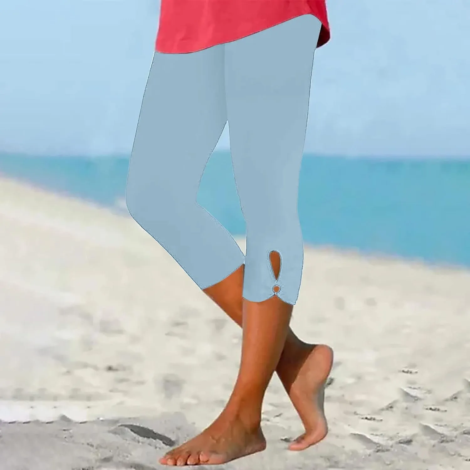 BOXIACEY Capri Leggings for Women 2025 Knee Length Yoga Pants High Waisted Workout Leggings Casual Summer Cropped Pants