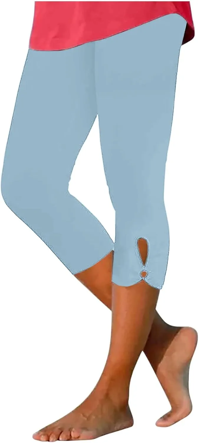 BOXIACEY Capri Leggings for Women 2025 Knee Length Yoga Pants High Waisted Workout Leggings Casual Summer Cropped Pants