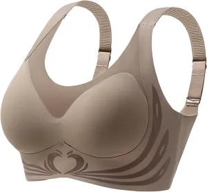 Caralush Pushup Bra, Lifting Bras for Sagging Breasts Super Gather Bra Wireless Push-Up Bra for Women Everyday Women's Wireless Bra with Seamless Smooth Comfort Wirefree T Shirt Bra 4X-Large
