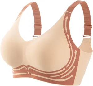 Caralush Pushup Bra, Lifting Bras for Sagging Breasts Super Gather Bra Wireless Push-Up Bra for Women Everyday Women's Wireless Bra with Seamless Smooth Comfort Wirefree T Shirt Bra X-Large