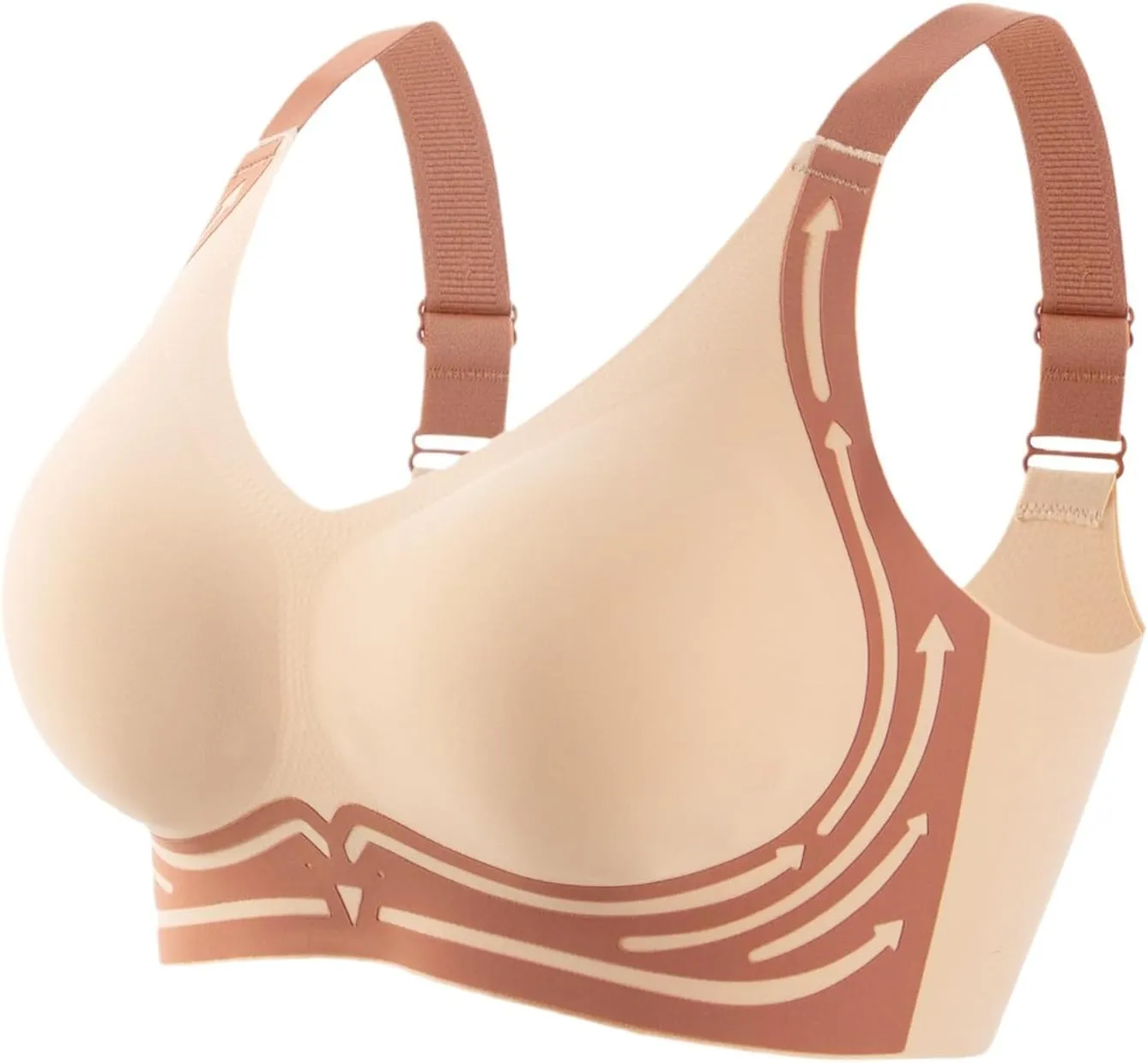 Caralush Pushup Bra, Lifting Bras for Sagging Breasts Super Gather Bra Wireless Push-Up Bra for Women Everyday Women's Wireless Bra with Seamless Smooth Comfort Wirefree T Shirt Bra X-Large