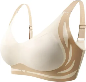Caralush Pushup Bra, Lifting Bras for Sagging Breasts Super Gather Bra Wireless Push-Up Bra for Women Everyday Women's Wireless Bra with Seamless Smooth Comfort Wirefree T Shirt Bra XX-Large