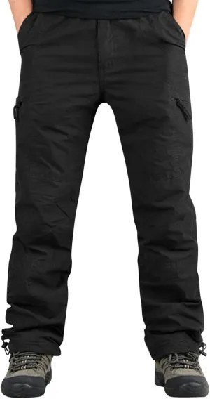 Cargo Pants for Men Relaxed Fit Leg Cargo Pants with Pockets Mens Sweatpants Big and Tall Fleece Lined Cargo Trousers