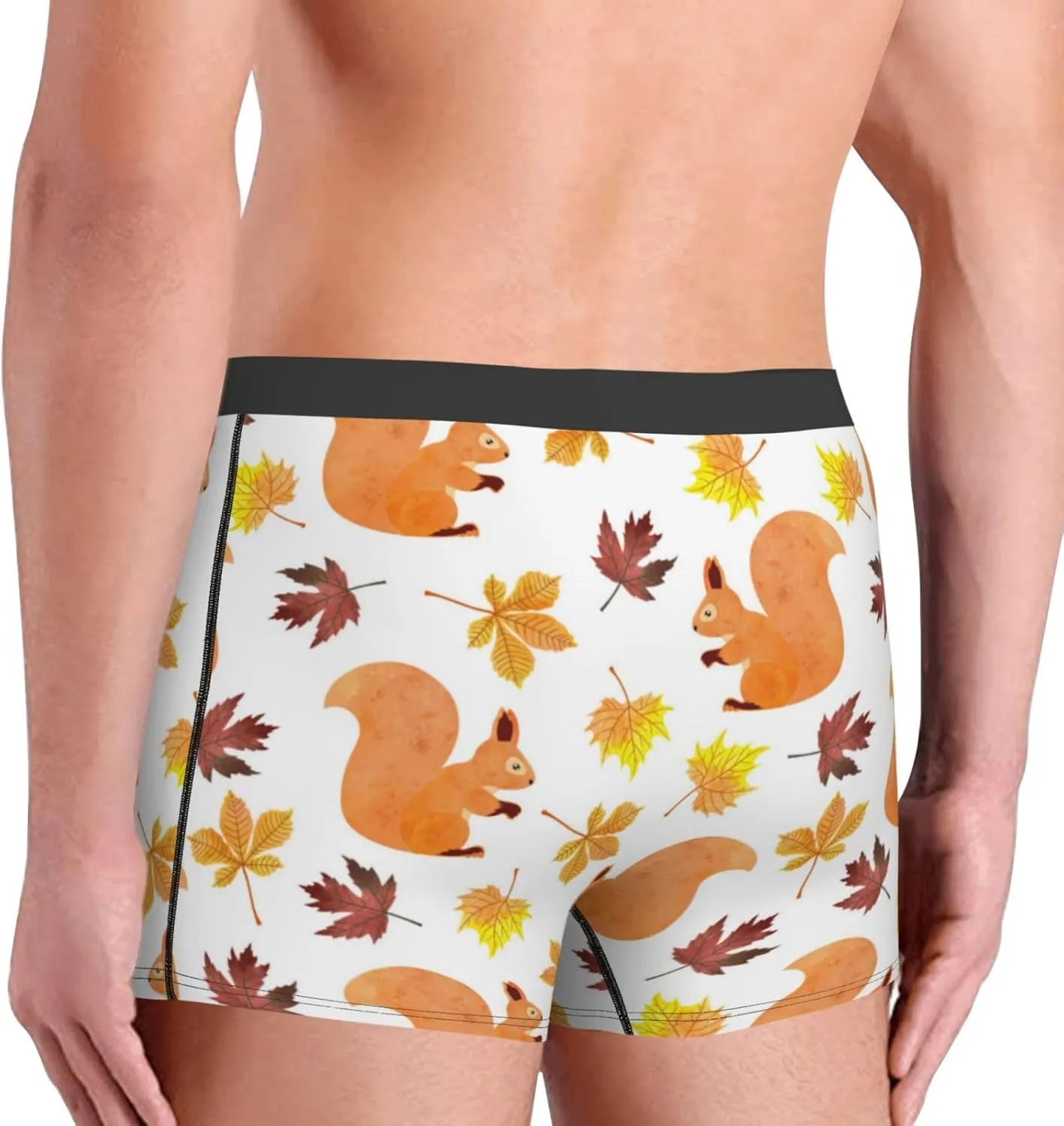 Cartoon Squirrel Print Boxer Briefs For Men Breathable Underwear-