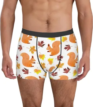 Cartoon Squirrel Print Boxer Briefs For Men Breathable Underwear-
