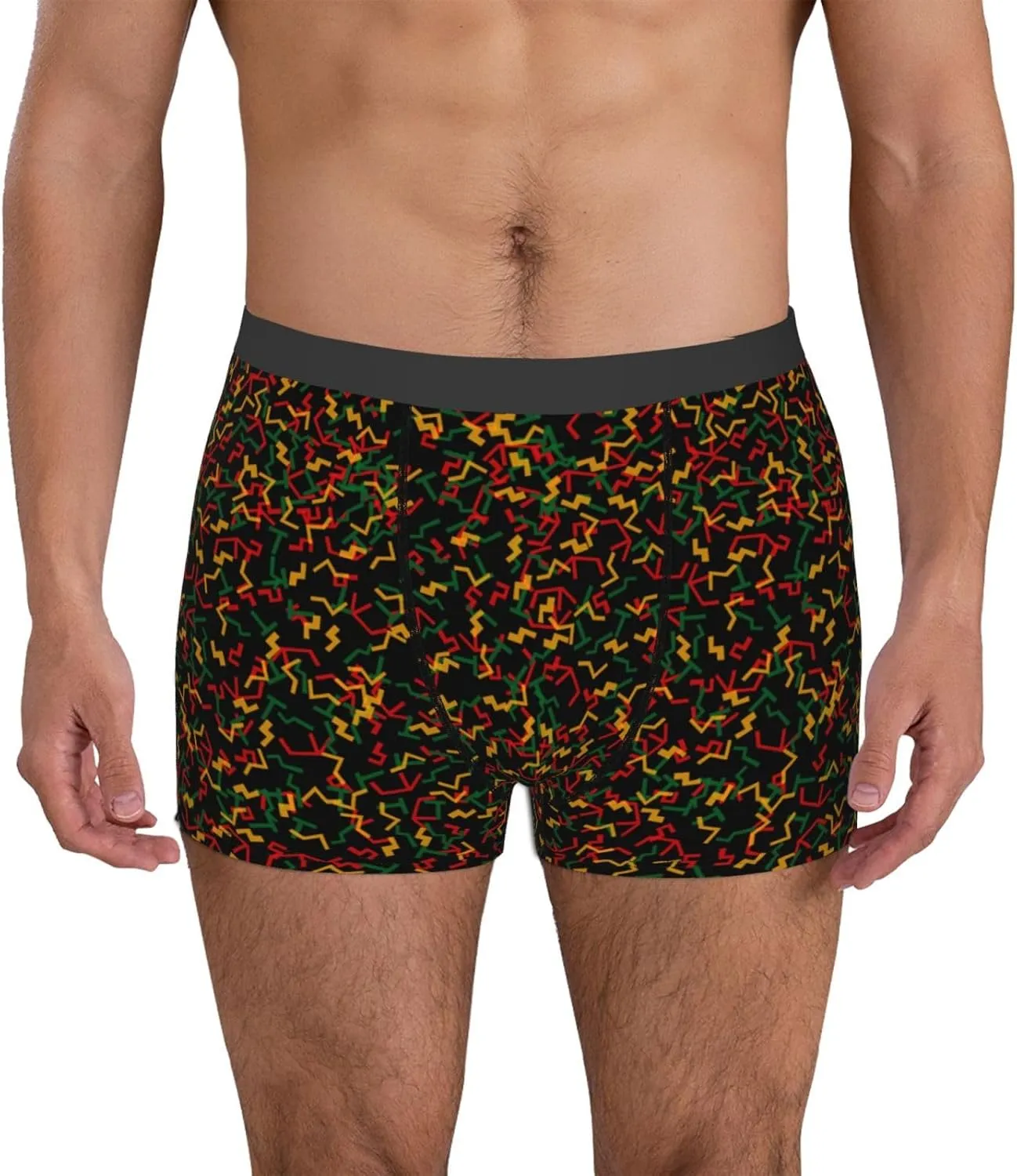 Color Music Print Boxer Briefs For Men Breathable Underwear-