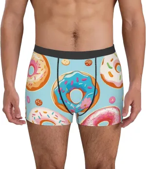 Colorful Donut Print Boxer Briefs For Men Breathable Underwear-