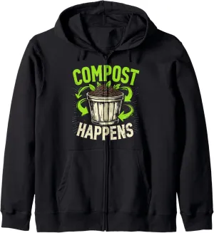 Composting Enthusiasts Sustainable Gardening Eco-Friendly Zip Hoodie