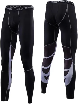 Compression Pants Men Workout Seamless Stretchy Tights Base Layer Slim Fit Jogger Running Leggings for Outdoor Athletic