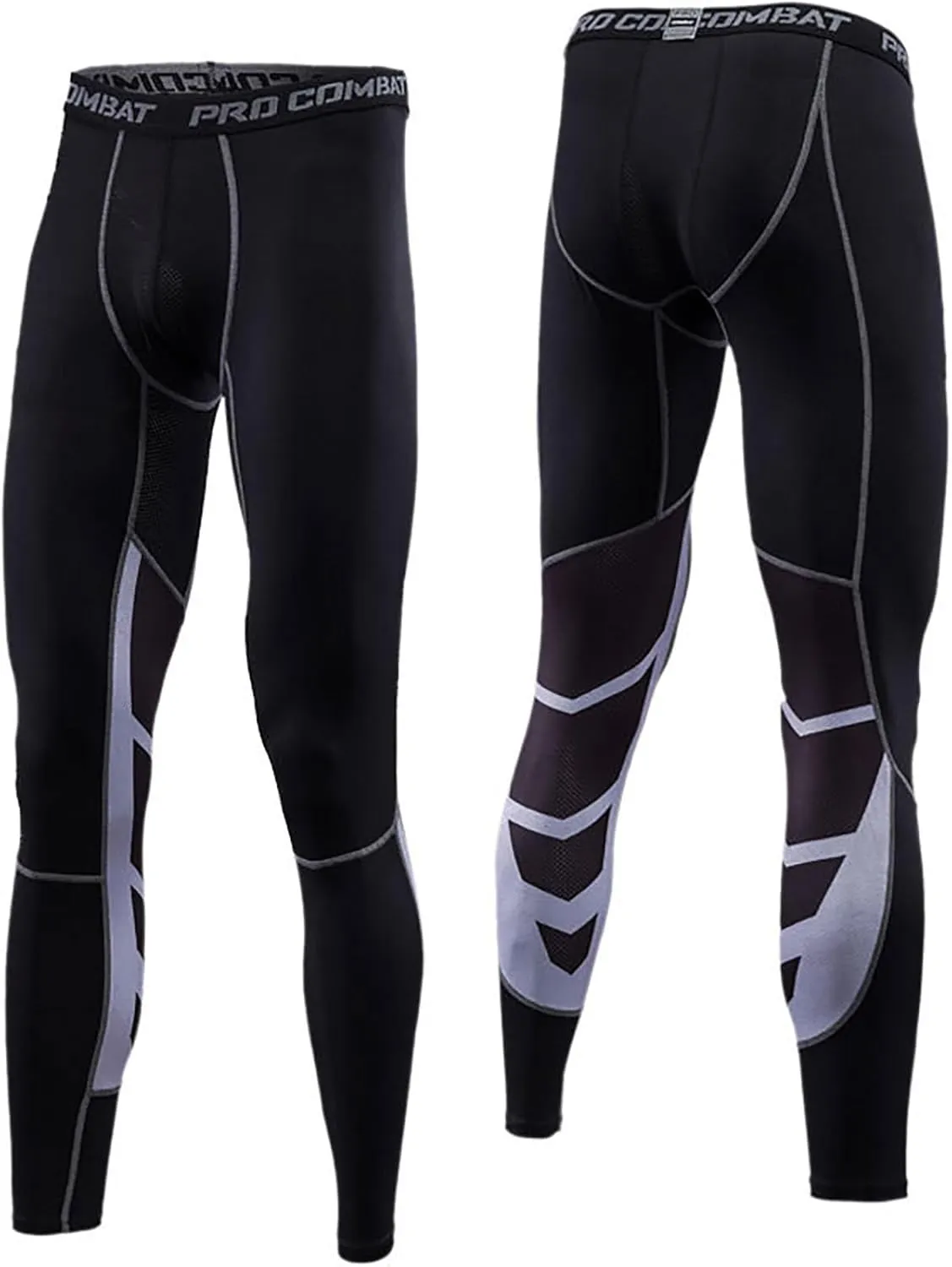 Compression Pants Men Workout Seamless Stretchy Tights Base Layer Slim Fit Jogger Running Leggings for Outdoor Athletic