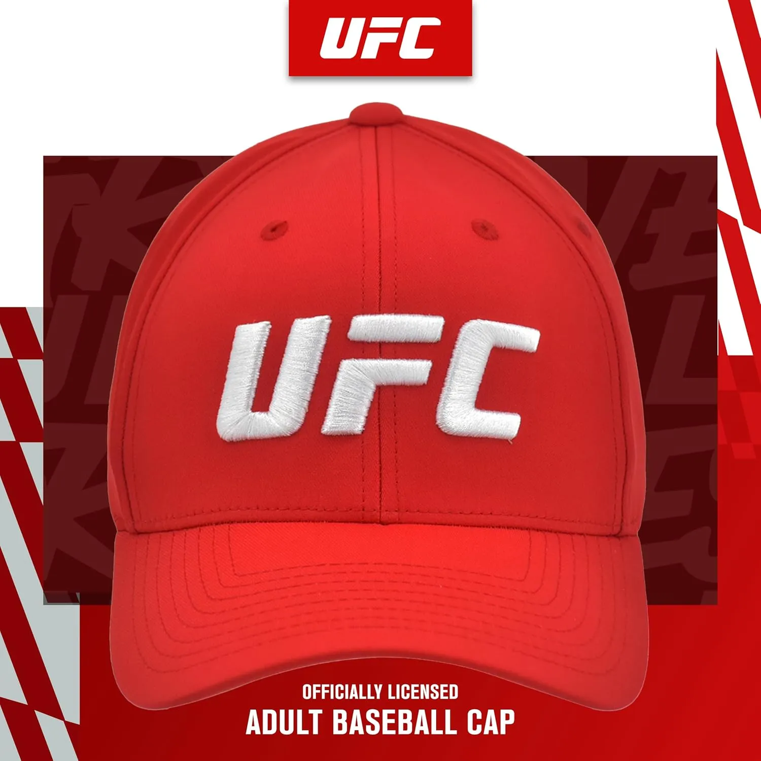 Concept One UFC Baseball Hat, 6 Panel Adult Flex Fit Active Cap with Curved Brim