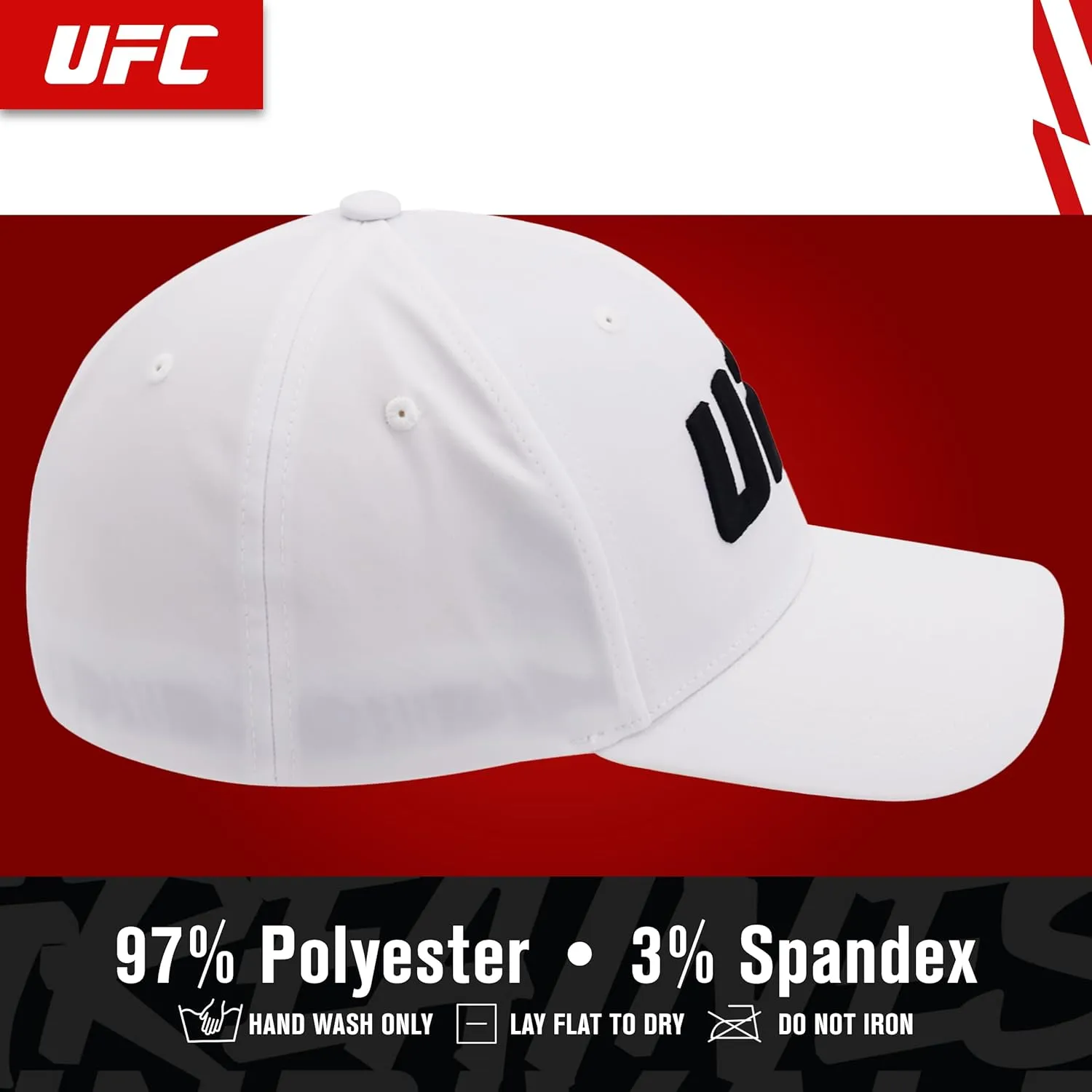 Concept One UFC Baseball Hat, 6 Panel Adult Flex Fit Active Cap with Curved Brim