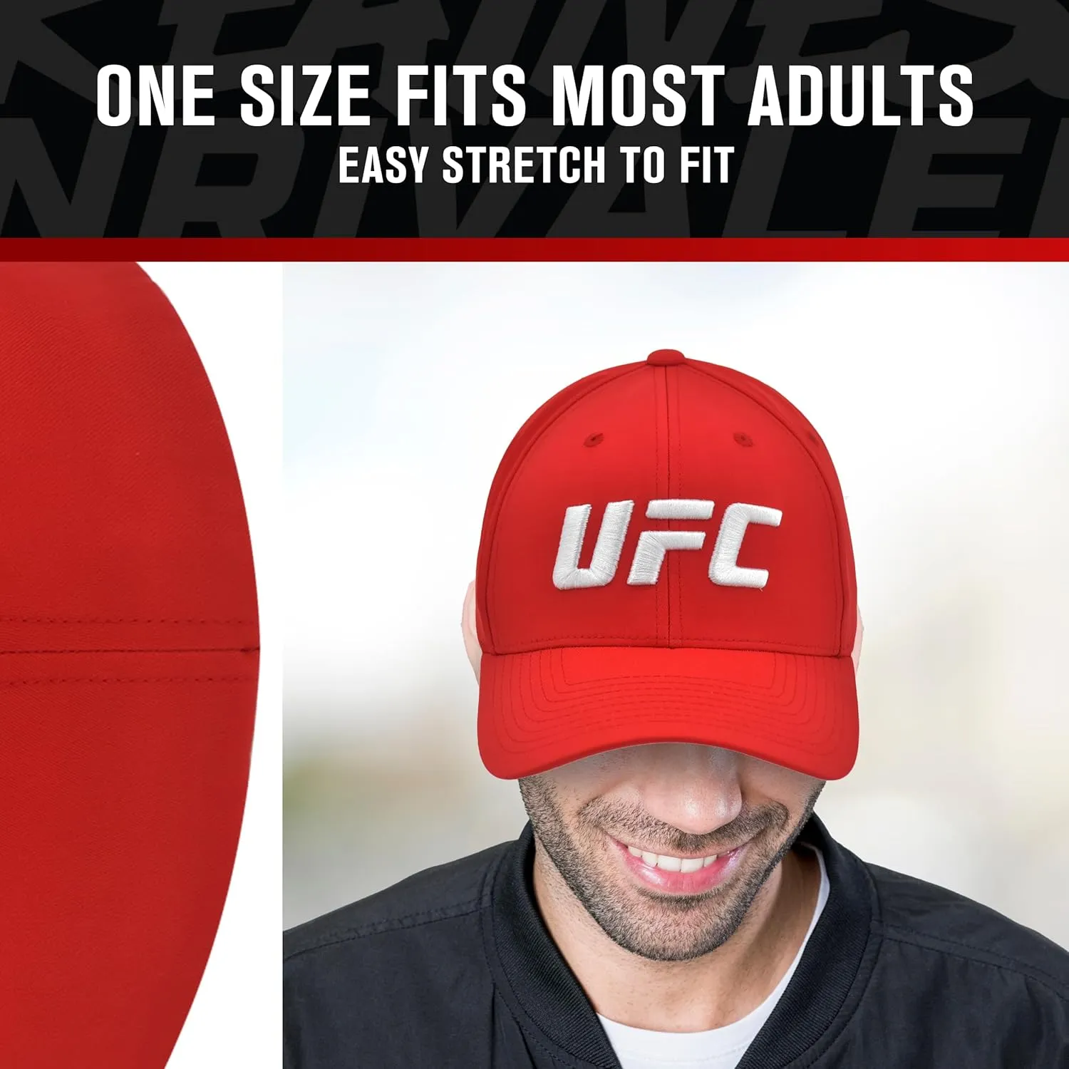 Concept One UFC Baseball Hat, 6 Panel Adult Flex Fit Active Cap with Curved Brim