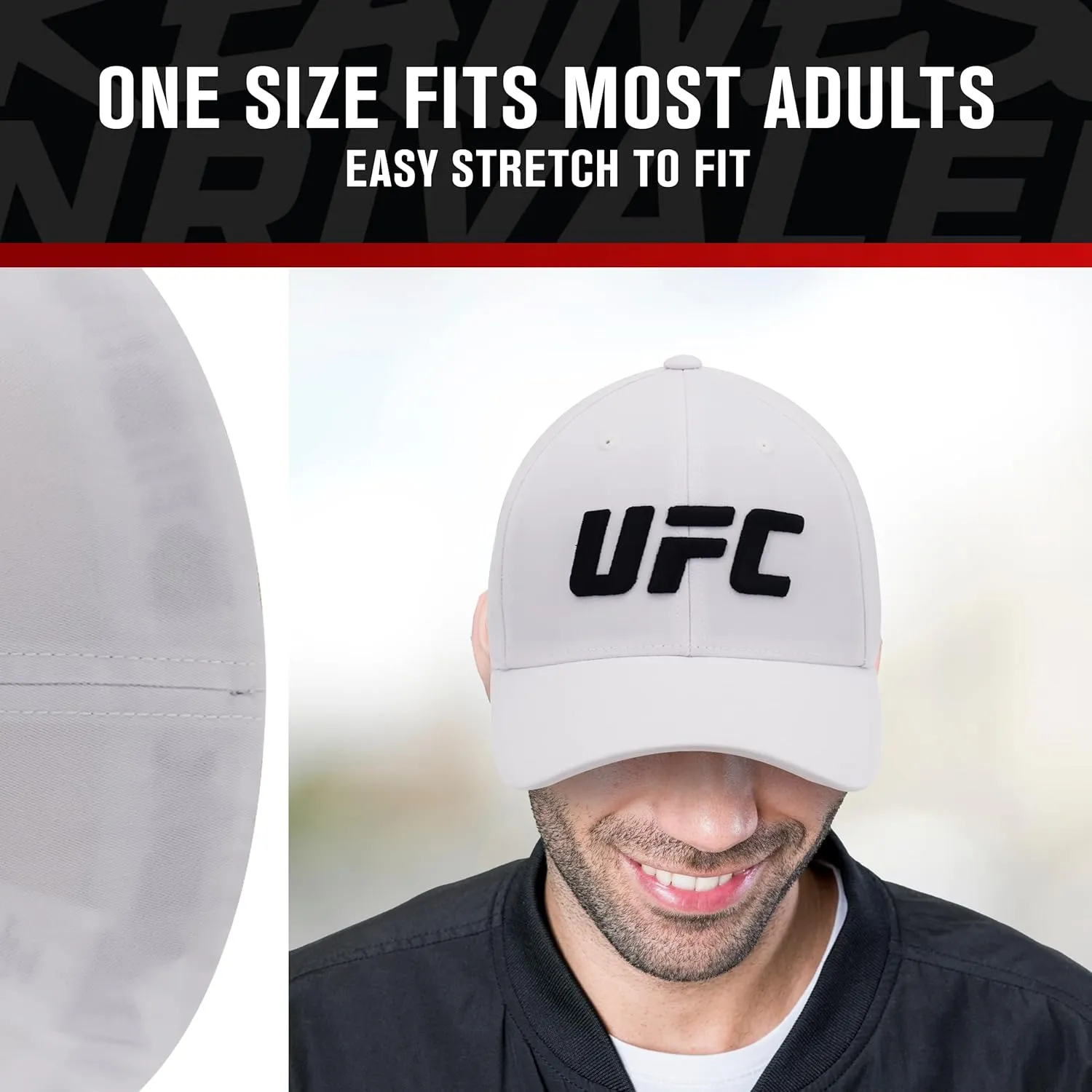 Concept One UFC Baseball Hat, 6 Panel Adult Flex Fit Active Cap with Curved Brim