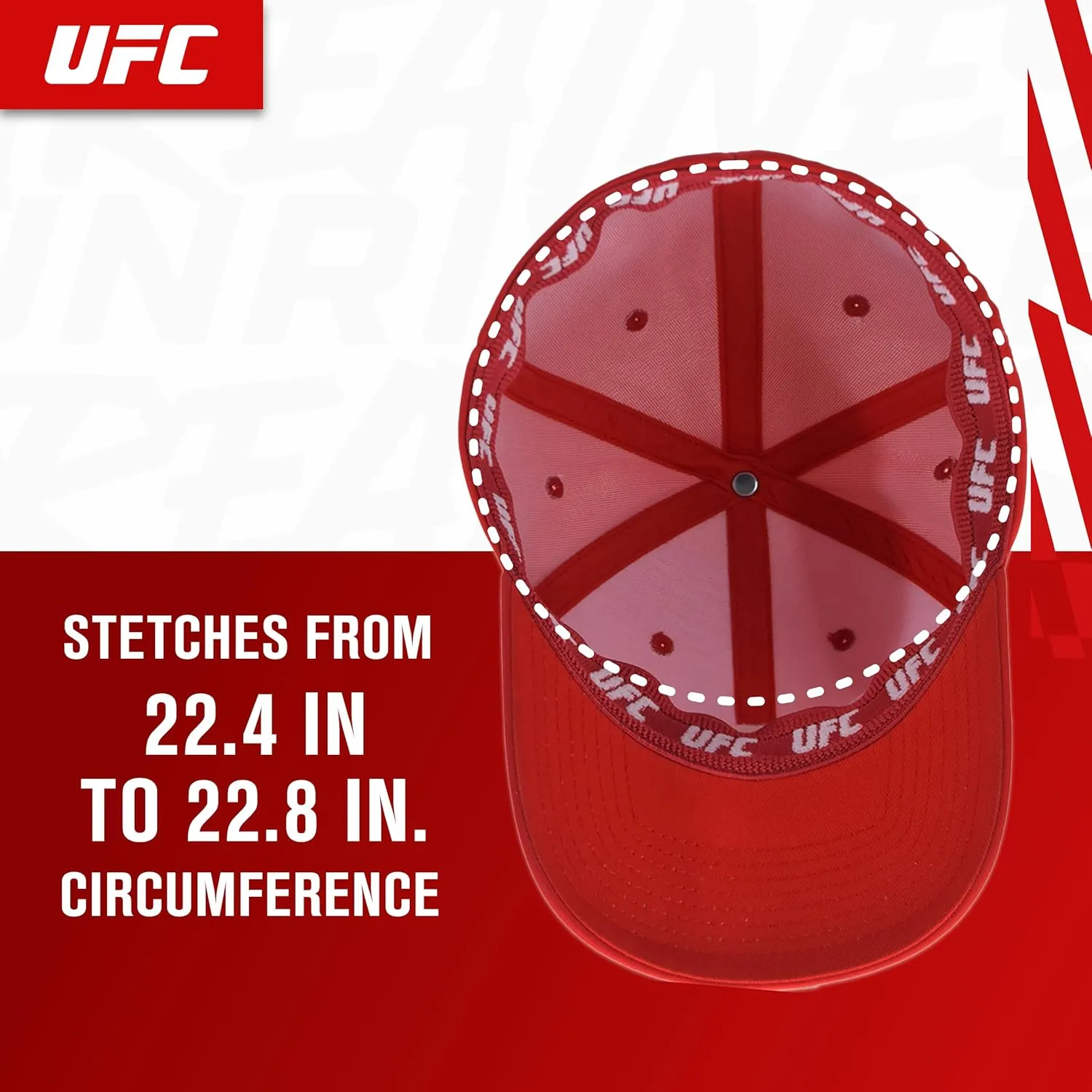 Concept One UFC Baseball Hat, 6 Panel Adult Flex Fit Active Cap with Curved Brim