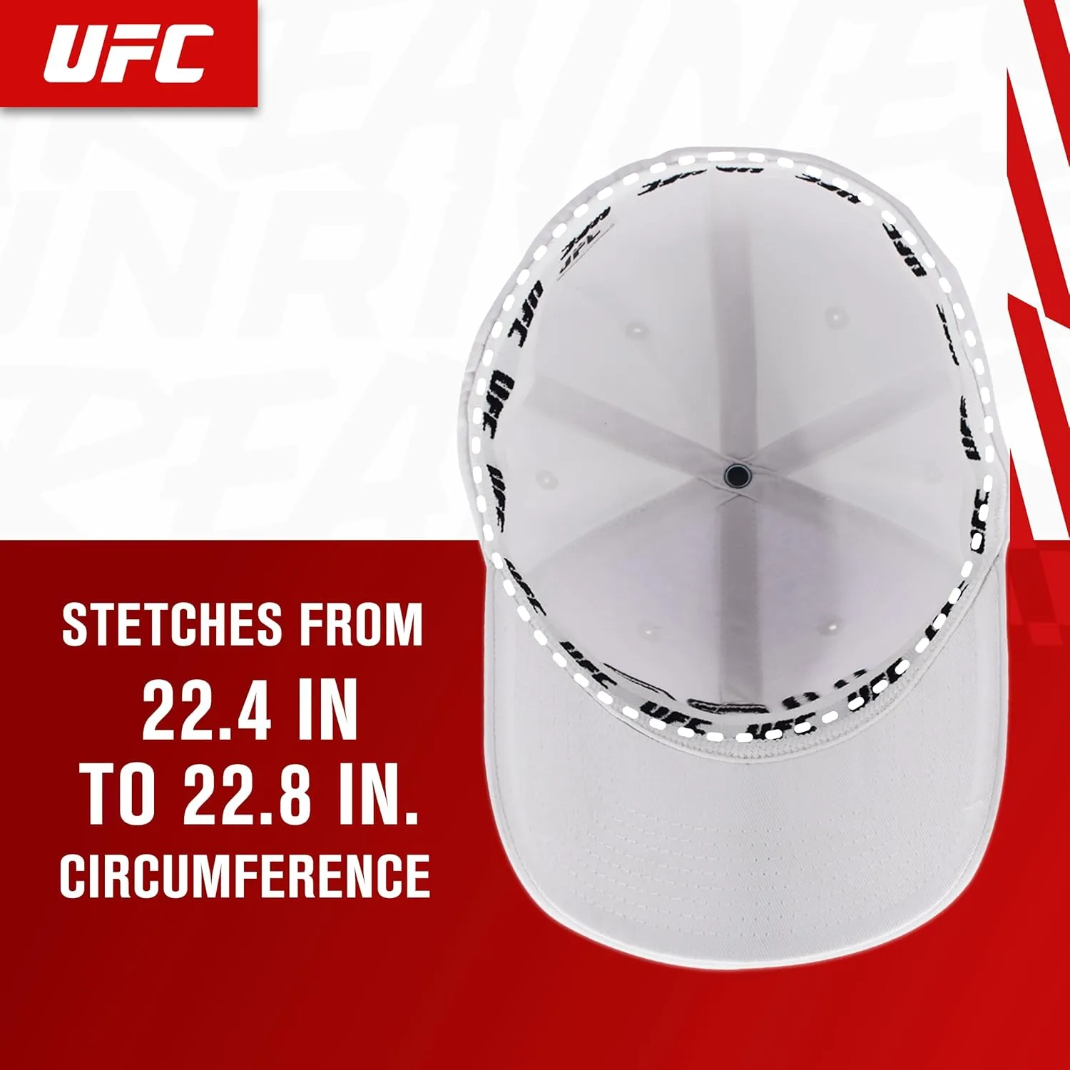 Concept One UFC Baseball Hat, 6 Panel Adult Flex Fit Active Cap with Curved Brim