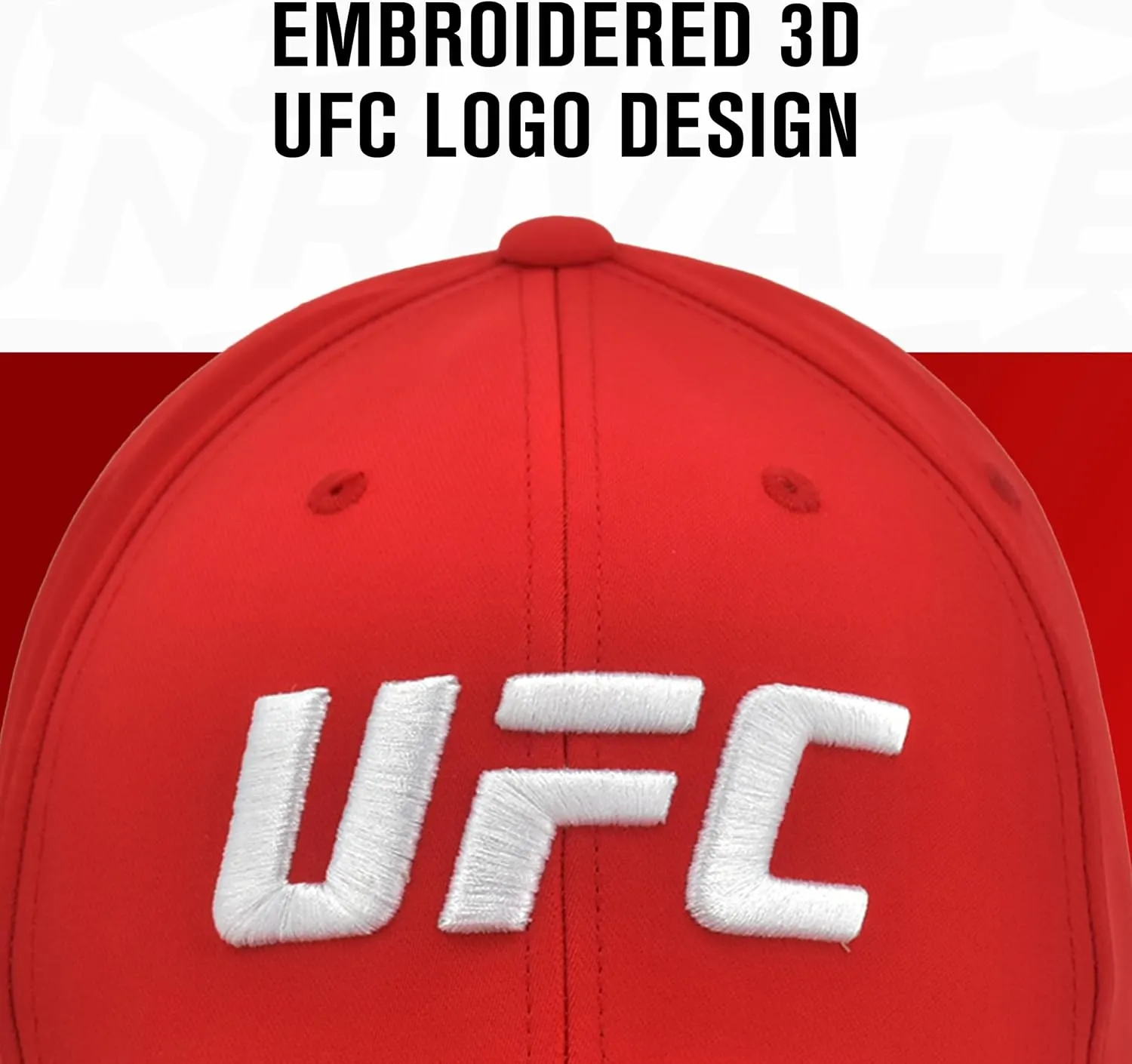 Concept One UFC Baseball Hat, 6 Panel Adult Flex Fit Active Cap with Curved Brim