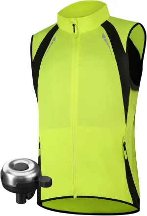 Cycling Gilet Men’s Waterproof,Breathable High Visibility With Bell