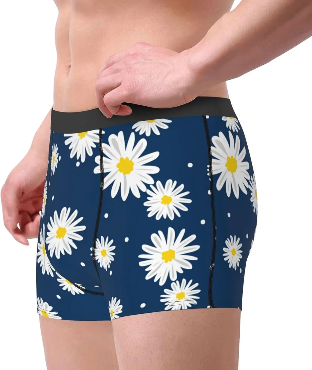 Daisies Flowers Print Boxer Briefs For Men Breathable Underwear-