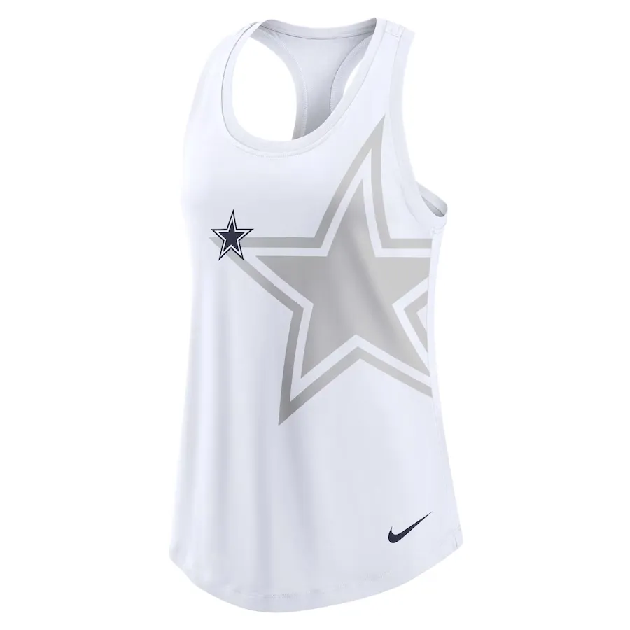 DALLAS COWBOYS WOMEN'S NIKE TRI-BLEND RACERBACK SCOOP NECK TANK TOP - WHITE