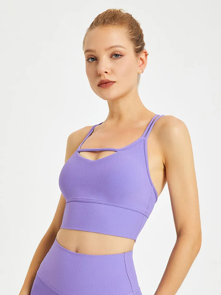 Dance Bra Spaghetti Straps Sports Bra Shockproof Push Up Yoga Tank Top